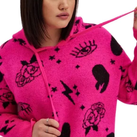 Torrid LoveSick Drop Shoulder Relaxed Sweater - Drama Free Toss Pink, SZ 4 (4X) - Picture 5 of 14